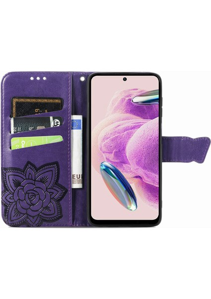 Xiaomi Redmi Note 12S Kelebek Kanatları Narin Çiçekler Flip Darbeye Dayanıklı Deri Telefon Kılıfı ile Uyumlu (Yurt Dışından)
