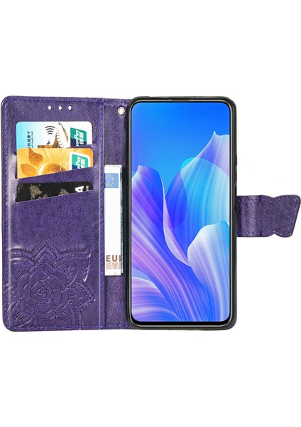 Huawei Y9A Kelebek Kanatları Narin Çiçekler Flip Darbeye Dayanıklı Deri Telefon Kılıfı ile Uyumlu (Yurt Dışından) indirimleri