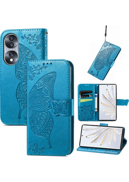 Honor 70 Kelebek Kanatları Narin Çiçekler Flip Darbeye Dayanıklı Deri Telefon Kılıfı ile Uyumlu (Yurt Dışından)