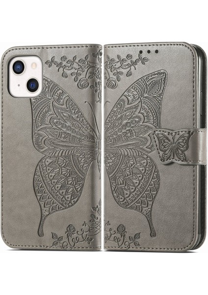 iPhone 13 Mini Kelebek Kanatları Narin Çiçekler Flip Darbeye Dayanıklı Deri Telefon Kılıfı ile Uyumlu (Yurt Dışından) modelleri