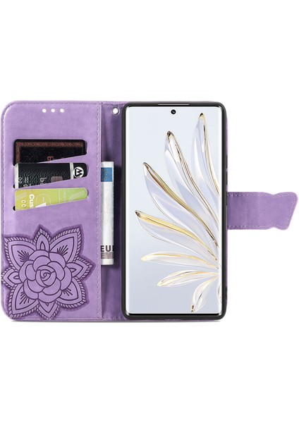 Honor 70 Kelebek Kanatları Narin Çiçekler Flip Darbeye Dayanıklı Deri Telefon Kılıfı ile Uyumlu (Yurt Dışından) fırsatları