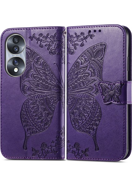 Honor 70 Kelebek Kanatları Narin Çiçekler Flip Darbeye Dayanıklı Deri Telefon Kılıfı ile Uyumlu (Yurt Dışından) modelleri