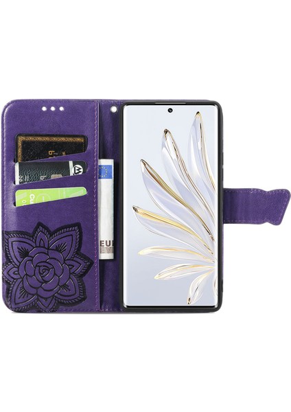 Honor 70 Kelebek Kanatları Narin Çiçekler Flip Darbeye Dayanıklı Deri Telefon Kılıfı ile Uyumlu (Yurt Dışından) fırsatları
