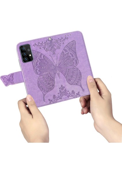 Samsung Galaxy A72 Kelebek Kanatları Narin Çiçekler Flip Darbeye Dayanıklı Deri Telefon Kılıfı ile Uyumlu (Yurt Dışından) fırsatları