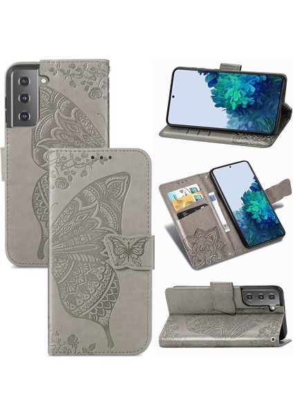 Samsung Galaxy S22 Plus Kelebek Kanatları Narin Çiçekler Flip Darbeye Dayanıklı Deri Telefon Kılıfı ile Uyumlu (Yurt Dışından)