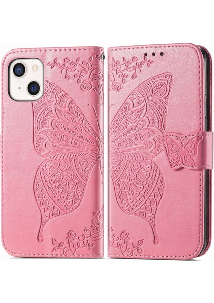 iPhone 13 Mini Kelebek Kanatları Narin Çiçekler Flip Darbeye Dayanıklı Deri Telefon Kılıfı ile Uyumlu (Yurt Dışından) modelleri