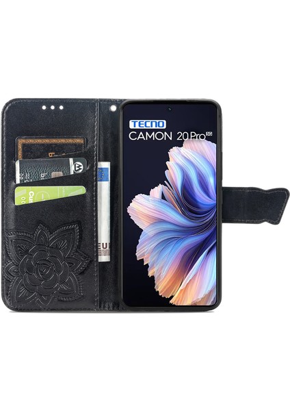 Tecno Camon 20 Pro 5g Kelebek Kanatları Narin Çiçekler Darbeye Dayanıklı Deri Telefon Kılıfı (Yurt Dışından) fırsatları