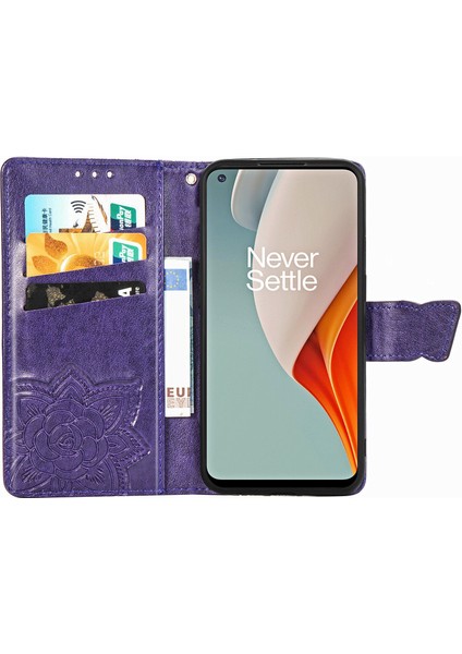 BDT Boutique Oneplus Nord N100 Kelebek Kanatları Narin Çiçekler Darbeye Dayanıklı Deri Telefon Kılıfı (Yurt Dışından)