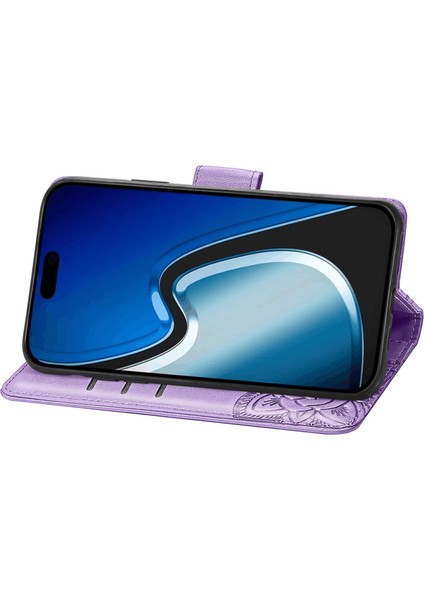 iPhone 15 Plus Kelebek Kanatları Narin Çiçekler Flip Darbeye Dayanıklı Deri Telefon Kılıfı ile Uyumlu (Yurt Dışından) fırsatları
