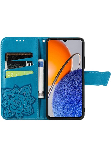 Huawei Nova Y61 Kelebek Kanatları Narin Çiçekler Flip Darbeye Dayanıklı Deri Telefon Kılıfı ile Uyumlu (Yurt Dışından)