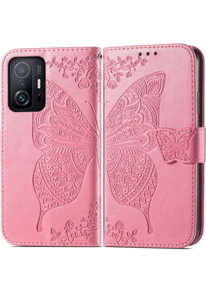 Xiaomi 11T/11T Pro Kelebek Kanatları Narin Çiçekler Flip Darbeye Dayanıklı Deri Telefon Kılıfı ile Uyumlu (Yurt Dışından) modelleri