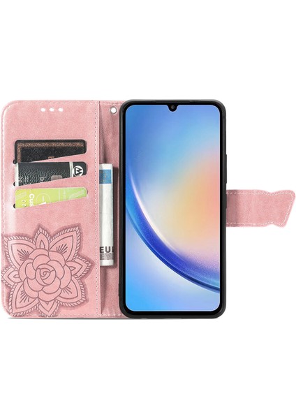 Samsung Galaxy A34 5g Kelebek Kanatları Narin Çiçekler Flip Darbeye Dayanıklı Deri Telefon Kılıfı ile Uyumlu (Yurt Dışından) fırsatları