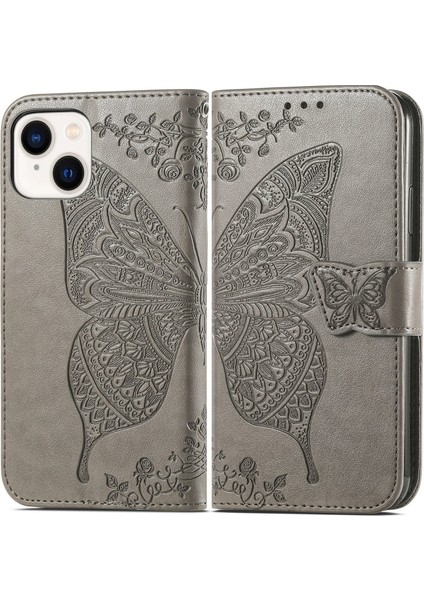 iPhone 14 Plus Kelebek Kanatları Narin Çiçekler Flip Darbeye Dayanıklı Deri Telefon Kılıfı ile Uyumlu (Yurt Dışından) modelleri