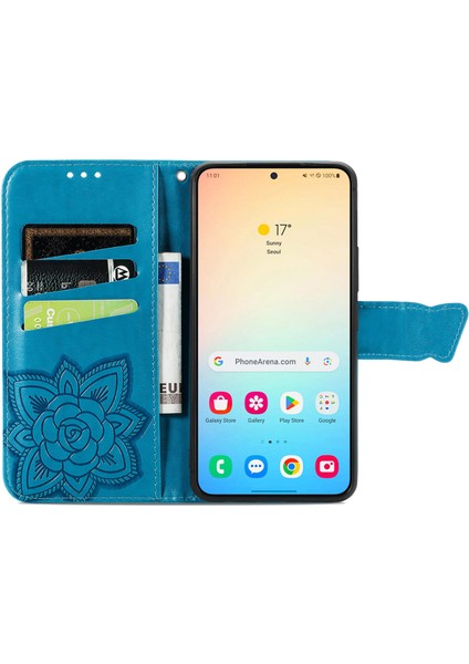 Samsung Galaxy S24 Plus Kelebek Kanatları Narin Çiçekler Flip Darbeye Dayanıklı Deri Telefon Kılıfı ile Uyumlu (Yurt Dışından) fırsatları