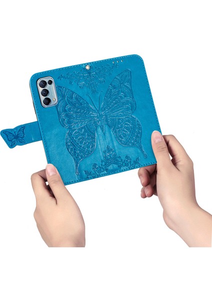 Oppo Reno 5 Kelebek Kanatları Narin Çiçekler Darbeye Dayanıklı Deri Telefon Kılıfı (Yurt Dışından) fırsatları