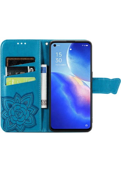 Oppo Reno 5 Kelebek Kanatları Narin Çiçekler Darbeye Dayanıklı Deri Telefon Kılıfı (Yurt Dışından) indirimleri