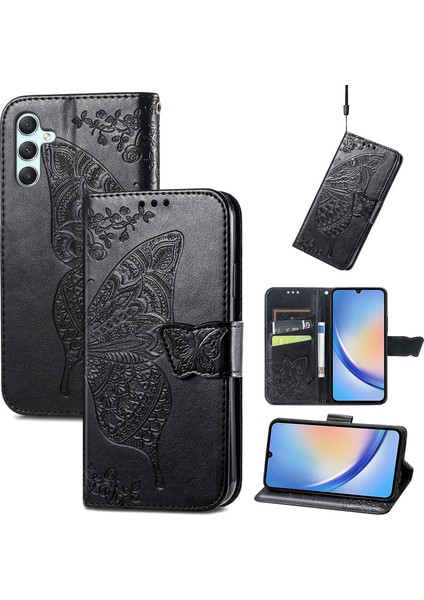 Samsung Galaxy A34 5g Kelebek Kanatları Narin Çiçekler Flip Darbeye Dayanıklı Deri Telefon Kılıfı ile Uyumlu (Yurt Dışından)