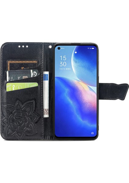 Oppo Reno 5 Kelebek Kanatları Narin Çiçekler Darbeye Dayanıklı Deri Telefon Kılıfı (Yurt Dışından) indirimleri