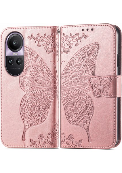 Oppo Reno 10 PRO5G Kelebek Kanatları Narin Çiçekler Darbeye Dayanıklı Deri Telefon Kılıfı (Yurt Dışından)