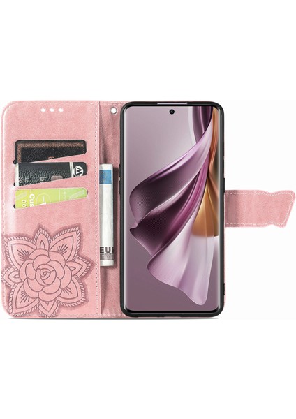 Oppo Reno 10 PRO5G Kelebek Kanatları Narin Çiçekler Darbeye Dayanıklı Deri Telefon Kılıfı (Yurt Dışından)