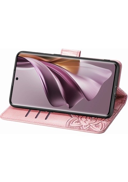 Oppo Reno 10 PRO5G Kelebek Kanatları Narin Çiçekler Darbeye Dayanıklı Deri Telefon Kılıfı (Yurt Dışından)