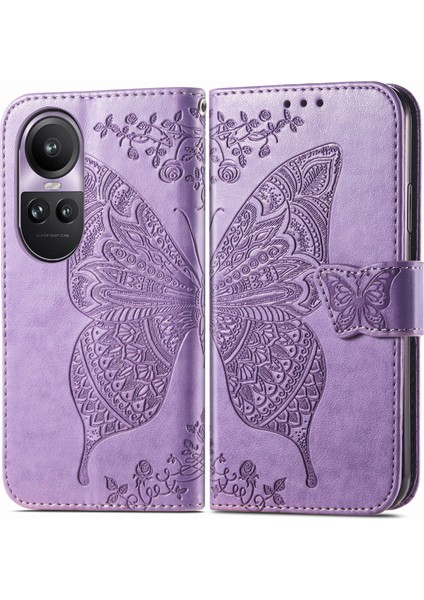 Oppo Reno 10 PRO5G Kelebek Kanatları Narin Çiçekler Darbeye Dayanıklı Deri Telefon Kılıfı (Yurt Dışından)