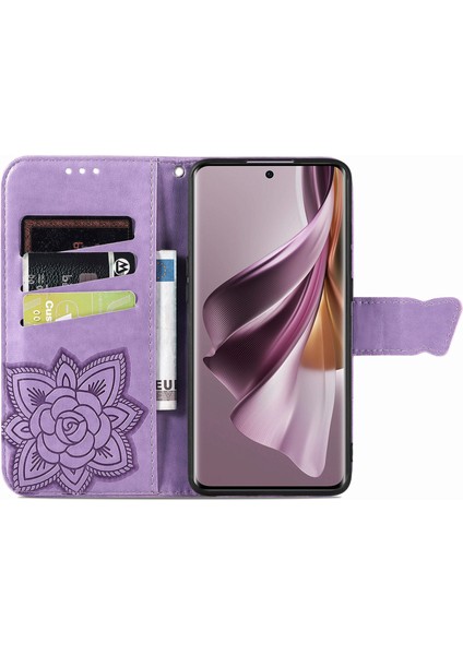 Oppo Reno 10 PRO5G Kelebek Kanatları Narin Çiçekler Darbeye Dayanıklı Deri Telefon Kılıfı (Yurt Dışından)