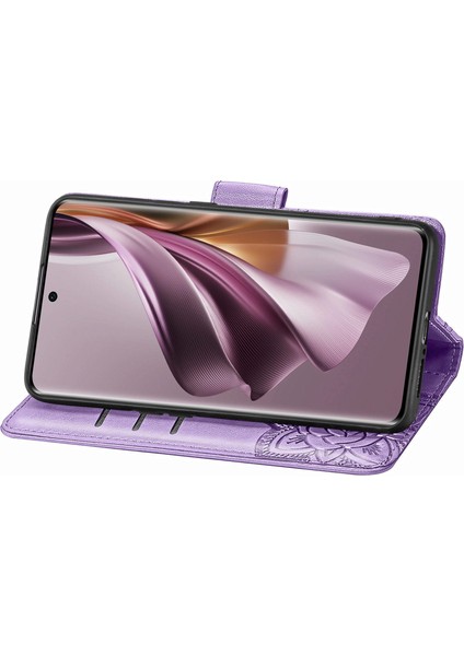 Oppo Reno 10 PRO5G Kelebek Kanatları Narin Çiçekler Darbeye Dayanıklı Deri Telefon Kılıfı (Yurt Dışından)