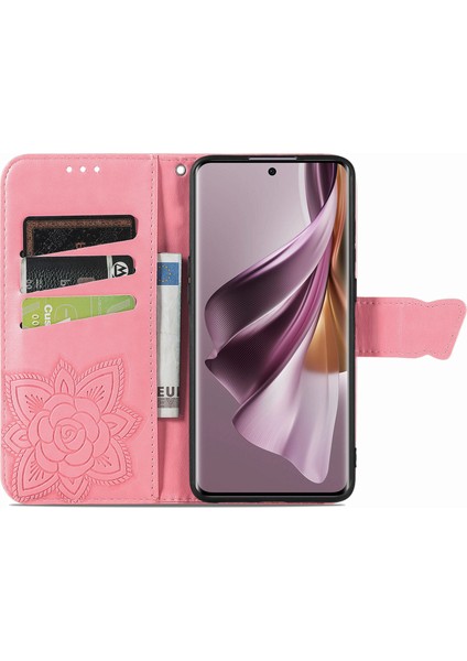 Oppo Reno 10 PRO5G Kelebek Kanatları Narin Çiçekler Darbeye Dayanıklı Deri Telefon Kılıfı (Yurt Dışından)