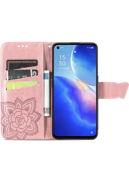 Oppo Reno 5 Kelebek Kanatları Narin Çiçekler Darbeye Dayanıklı Deri Telefon Kılıfı (Yurt Dışından) indirimleri