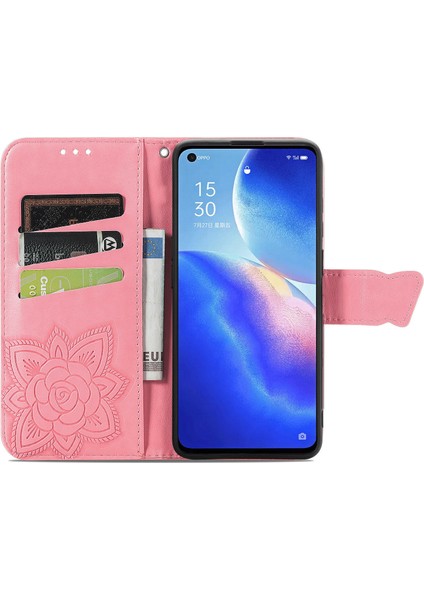Oppo Reno 5 Kelebek Kanatları Narin Çiçekler Darbeye Dayanıklı Deri Telefon Kılıfı (Yurt Dışından) indirimleri