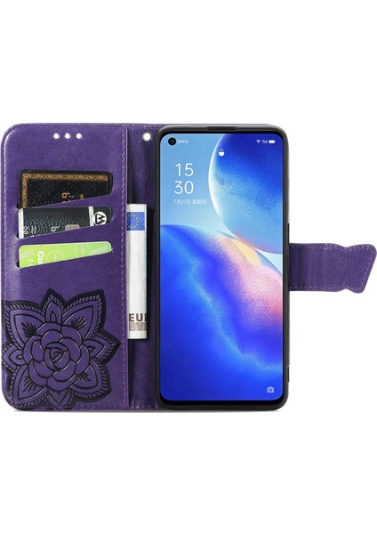 Oppo Reno 5 Kelebek Kanatları Narin Çiçekler Darbeye Dayanıklı Deri Telefon Kılıfı (Yurt Dışından) indirimleri