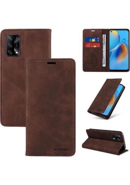 Oppo Için Kılıf A74 4G/A95 4g Koruyucu Manyetik Folio Cüzdan Pu Deri (Yurt Dışından)