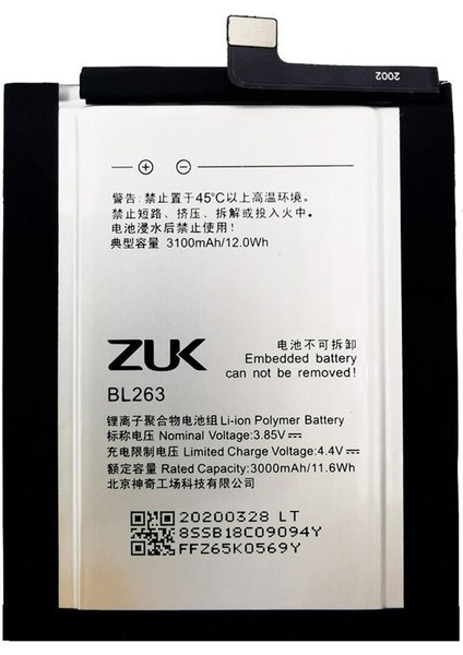 Lenovo Vibe Z2 Pro Pil Batarya BL263 3100 Mah