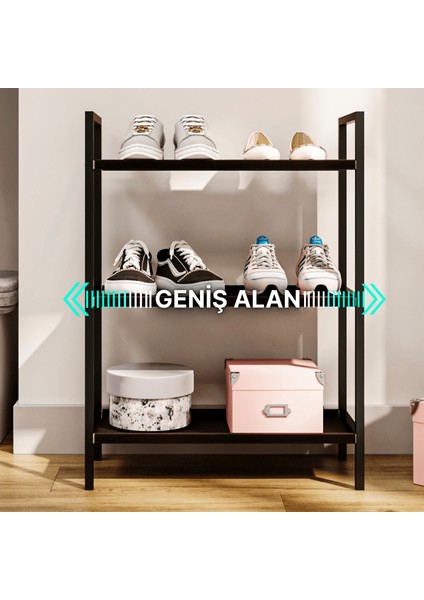 Ayakkabılık Metal Ayakkabılık Ahşap Ayakkabılık Dekoratif 3katlı Kumaşlı Mobilya Çok Amaçlı Raf