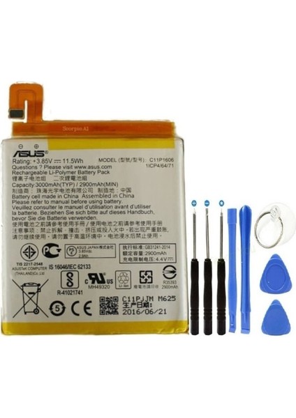 Asus Zenfone 3 Laser Pil Batarya + Tamir Seti ZC551KL C11P1606 3000 Mah