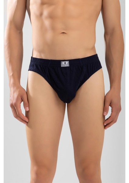 Erkek Pamuklu Beli Lastikli Düz Slip Külot 3'lü Paket Lacivert modelleri