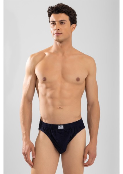 Erkek Pamuklu Beli Lastikli Düz Slip Külot 3'lü Paket Lacivert indirimleri