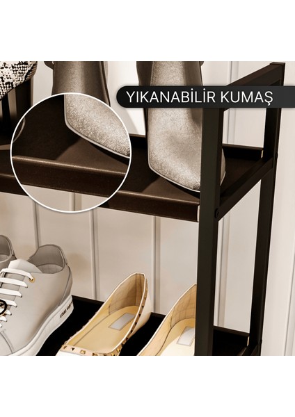 Ayakkabılık Metal Ayakkabılık Ahşap Ayakkabılık Dekoratif 4katlı Kumaşlı Mobilya Çok Amaçlı Raf