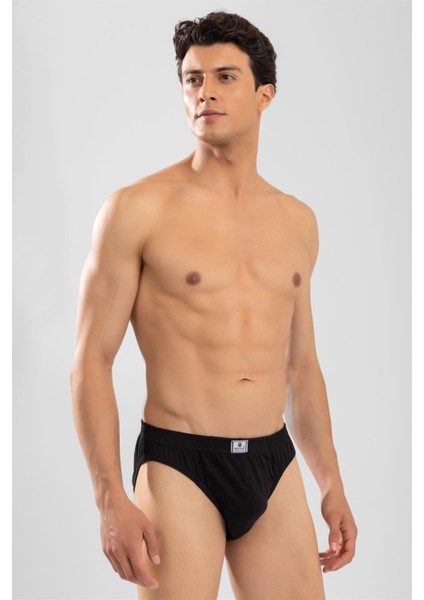 Erkek Pamuklu Beli Lastikli Düz Slip Külot 3'lü Paket Siyah indirimleri