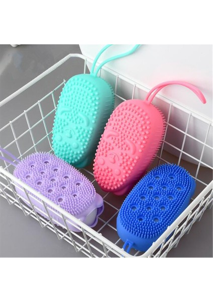 Silikon Vücut Scrubber Banyo Peeling Fırçalama Sünger Duş Fırçası Exfoliator Cilt Bakımı Temizleyici Ölü Cilt Sökücü Banyo Araçları (Yurt Dışından)