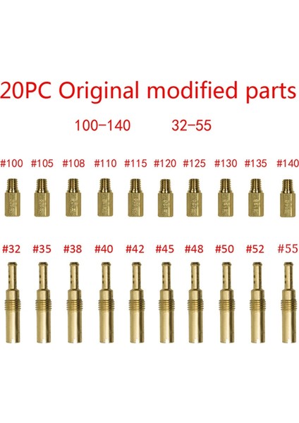 20 Adet Bakır Karbüratör Ana Jetler + Yavaş Jetler Kiti Pwk Keihin Oko Karbonhidrat Motosiklet Karbüratör Aksesuarları (Yurt Dışından)