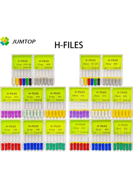 Adet/paket Diş Dosyaları El Kullanımı H Dosyaları 21/25MM Paslanmaz Çelik Endodontik Kök Kanal Dosyaları Diş Hekimi Araçları Diş Laboratuvarı Aletleri (Yurt Dışından)
