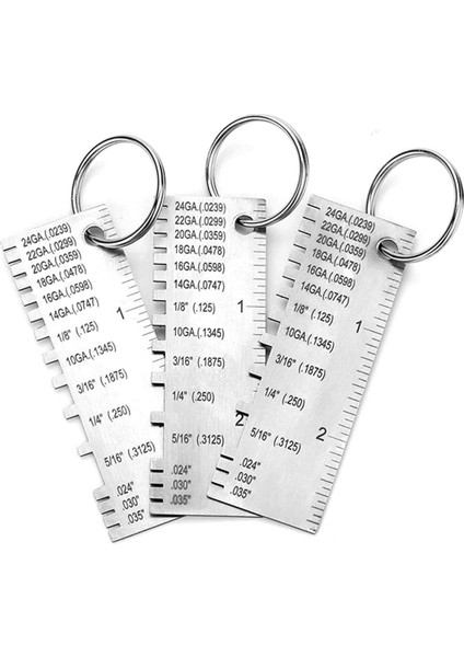 Metal Ölçer Kalınlık Ölçer 3 Paket Paslanmaz Çelik Tel Ölçer Boyutu Muayene Aracı Kaynak Aracı Aksesuarları (Yurt Dışından)