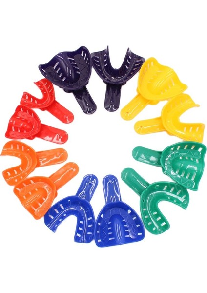 12 Adet/takım Tek Kullanımlık Plastik Diş Ölçü Tepsileri Yetişkin ve Çocuk Merkezi Tedarik Malzemeleri Diş Tutucu Ağız Bakımı Araçları (Yurt Dışından)