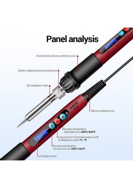 Aneng SL103 Sıcaklık Elektrikli Havya Kiti 13 Adet Ayarlanabilir Dijital Ekran Lehimleme Aracı Setleri (Yurt Dışından)