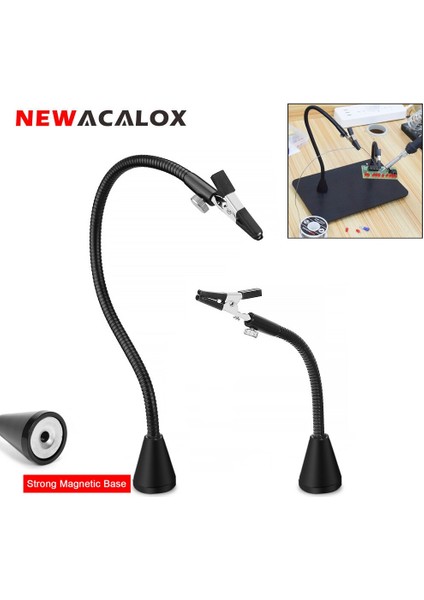 Newacalox Lehimleme Üçüncü El Aracı Güçlü Manyetik Taban ile 2 Adet Esnek Kollar Lehimleme Istasyonu Tutucu 10 Adet Timsah Klip (Yurt Dışından) modelleri