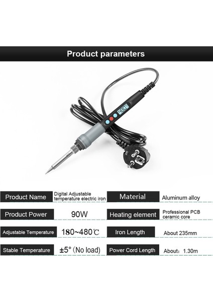90W Sabit Sıcaklık Elektrikli Havya 180~480°C Sıcaklık Ayarlanabilir Elektrikli Demir LCD Dijital Ekran Elektrikli Ütü (Yurt Dışından) fiyatları