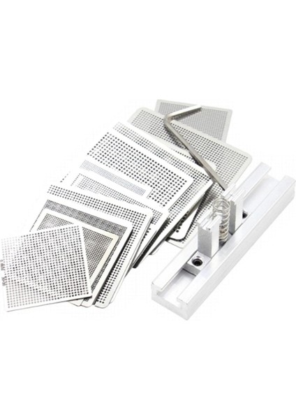 27 Adet Çelik Hasır Dizüstü Bilgisayar Çipi Akı Bga Reballing Stencil Şablon Kiti ile Evrensel Reball Istasyonu (Yurt Dışından)