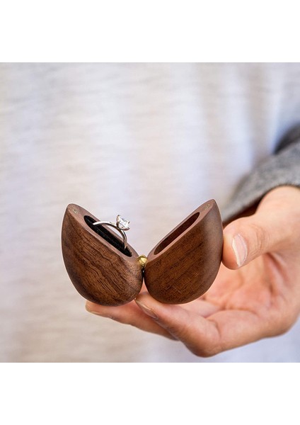 Siyah Ceviz Kalp Şeklinde Teklif Yüzük Kutusu Retro Yaratıcı Saklama Kutusu Mini High-End Düğün/tanabata Hediye Paketleme (Yurt Dışından) fırsatları